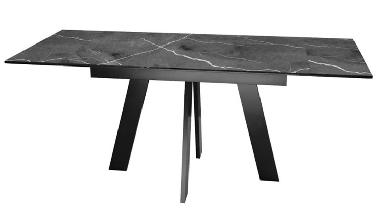 Раздвижной стол SKM 120, керамика черный мрамор/подстолье черное/ножки черные в Шахтах - изображение 5