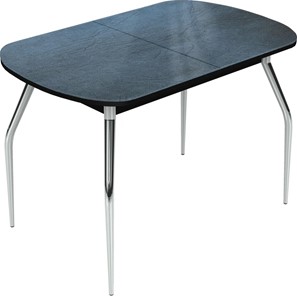 Кухонный стол раскладной Ривьера исп.2 хром №5 (Exclusive h145/черный) в Шахтах