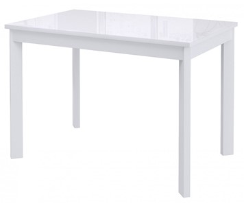 Кухонный раздвижной стол Dikline Ls110, стекло белое/ножки белые в Батайске
