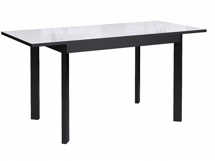 Кухонный раскладной стол Dikline Ls110, стекло белое/ножки черные в Шахтах - изображение 1