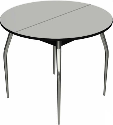 Кухонный раздвижной стол Ривьера исп. круг хром №5 (стекло белое/черный) в Шахтах - изображение