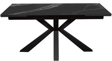 Стол обеденный раздвижной DikLine SFE140 Керамика Черный мрамор/подстолье черное/опоры черные (2 уп.) в Шахтах - предосмотр 1