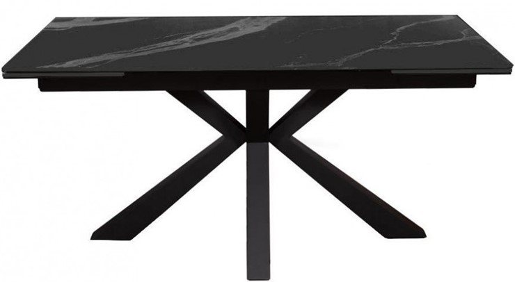 Стол обеденный раздвижной DikLine SFE140 Керамика Черный мрамор/подстолье черное/опоры черные (2 уп.) в Каменск-Шахтинском - изображение 1