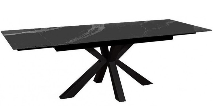 Стол обеденный раздвижной DikLine SFE140 Керамика Черный мрамор/подстолье черное/опоры черные (2 уп.) в Каменск-Шахтинском - изображение 3