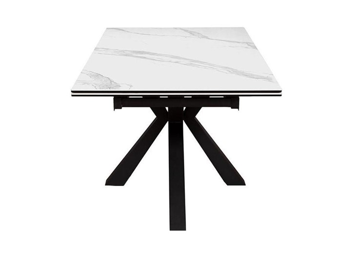 Стол раздвижной DikLine SFE160 Керамика Белый мрамор/подстолье черное/опоры черные (2 уп.) в Шахтах - изображение 3