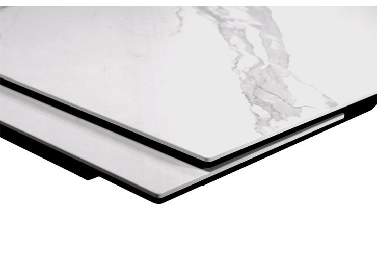 Стол раздвижной DikLine SFE160 Керамика Белый мрамор/подстолье черное/опоры черные (2 уп.) в Каменск-Шахтинском - изображение 4