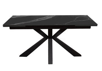 Керамический стол раздвижной DikLine SFE160 Керамика Черный мрамор/подстолье черное/опоры черные (2 уп.) в Шахтах