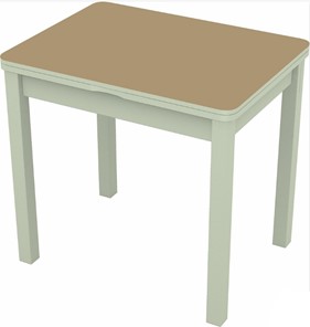 Кухонный стол раскладной Бари дерево №8 (стекло капучино/белый) в Шахтах
