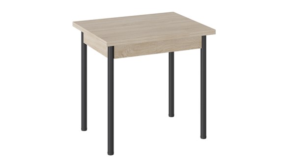 Кухонный раздвижной стол Родос тип 2 с опорой d40 (Черный муар/Дуб Сонома) в Шахтах - изображение