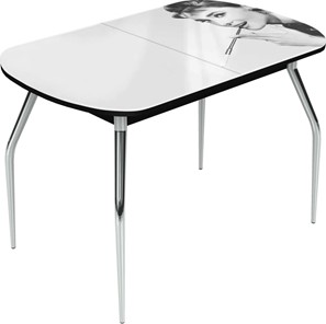 Кухонный раздвижной стол Ривьера исп.2 хром №5 (Exclusive h111/черный) в Шахтах