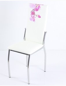 Стул В-610 СТ хром люкс/белый, фотопечать орхидея в Шахтах