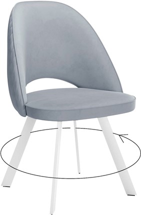 Кухонный стул 228 Поворотный, Микровелюр Z46 перламутр / опоры белые в Шахтах - изображение