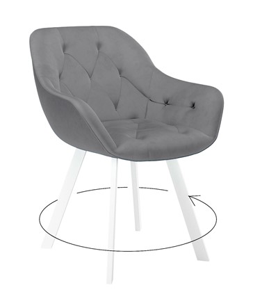Обеденный стул 262 Поворотный, Микровелюр Z28 Темно-серый / опоры белые в Шахтах - изображение