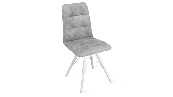 Кухонный стул Аспен К3 (Белый матовый/Микровелюр Wellmart Silver) в Шахтах - изображение