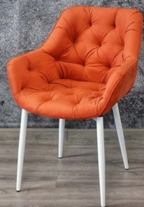 Кухонный стул Саваж оранжевый, ножки белые в Ростове-на-Дону