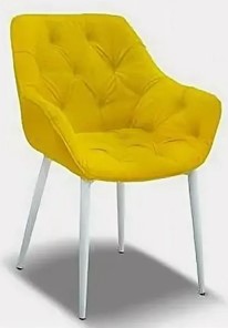 Мягкий стул Саваж желтый, ножки белые в Новочеркасске