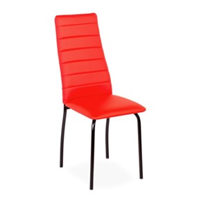 Кухонный стул Волна, прошивка горизонтально, каркас металл черный, экотекс красный в Шахтах