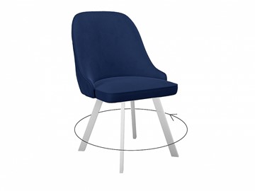 Обеденный стул 266 поворотный, микровелюр K17 синий, ножки белые в Таганроге