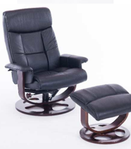Кресло компьютерное J6011 для релаксации нат. кожа / дерево, черный в Шахтах