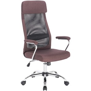 Кресло офисное Brabix Flight EX-540 (хром, ткань, сетка, коричневое) 531849 в Шахтах