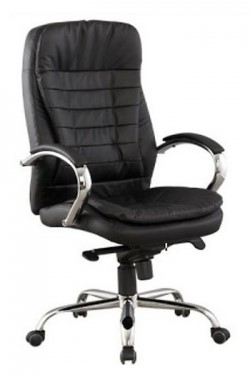 Кресло офисное J 9031-1 нат. кожа /хром, черный в Шахтах - изображение