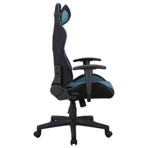 Офисное кресло Brabix GT Racer GM-100 (две подушки, ткань, черное/голубое) 531818 в Шахтах - изображение 2