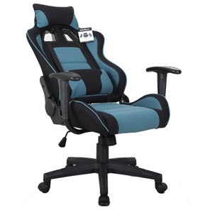 Офисное кресло Brabix GT Racer GM-100 (две подушки, ткань, черное/голубое) 531818 в Шахтах - предосмотр 1