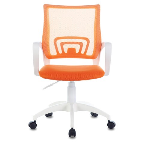 Офисное кресло Brabix Fly MG-396W (с подлокотниками, пластик белый, сетка, оранжевое) 532401 в Шахтах - изображение 1