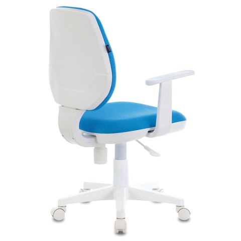 Кресло компьютерное Brabix Fancy MG-201W (с подлокотниками, пластик белый, голубое) 532411 в Шахтах - изображение 3