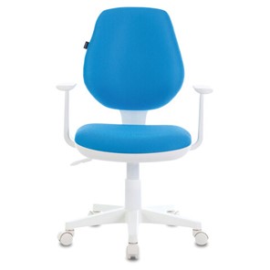 Кресло компьютерное Brabix Fancy MG-201W (с подлокотниками, пластик белый, голубое) 532411 в Шахтах - предосмотр 1