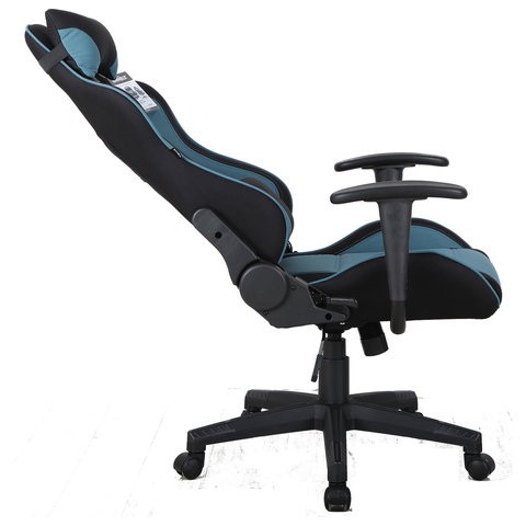 Офисное кресло Brabix GT Racer GM-100 (две подушки, ткань, черное/голубое) 531818 в Шахтах - изображение 3