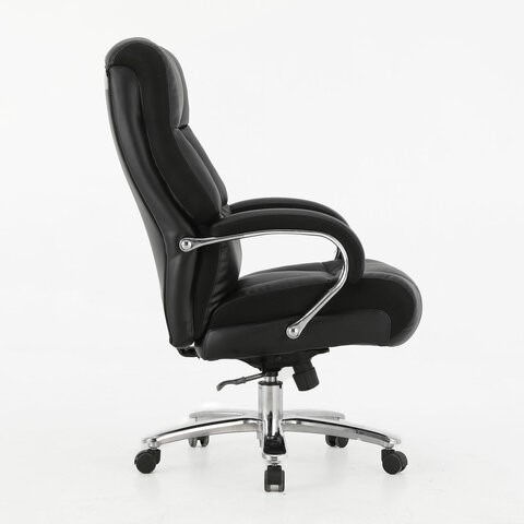 Офисное кресло Brabix Premium Bomer HD-007 (рециклированная кожа, хром, черное) 531939 в Шахтах - изображение 1