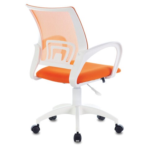 Офисное кресло Brabix Fly MG-396W (с подлокотниками, пластик белый, сетка, оранжевое) 532401 в Шахтах - изображение 3