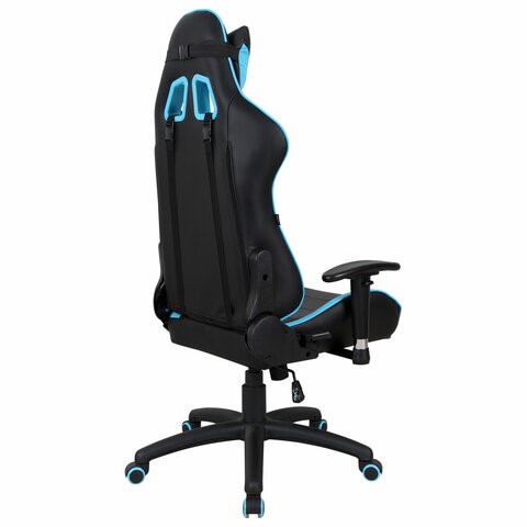 Компьютерное кресло Brabix GT Master GM-110 (две подушки, экокожа, черное/голубое) 531928 в Шахтах - изображение 2