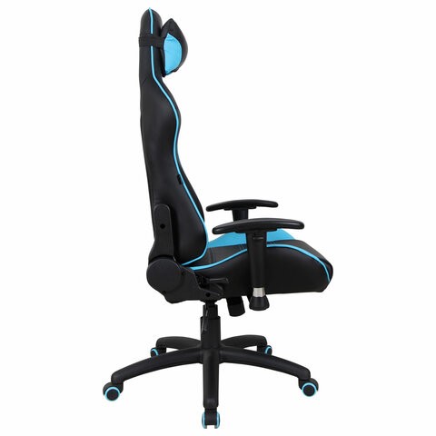 Компьютерное кресло Brabix GT Master GM-110 (две подушки, экокожа, черное/голубое) 531928 в Шахтах - изображение 1