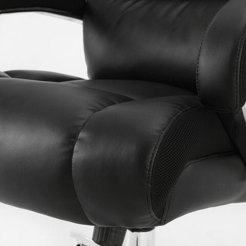 Офисное кресло Brabix Premium Bomer HD-007 (рециклированная кожа, хром, черное) 531939 в Шахтах - изображение 3