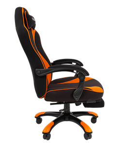 Кресло игровое CHAIRMAN GAME 35 с выдвижной подставкой для ног Ткань черная / Ткань оранжевая в Шахтах - предосмотр 2