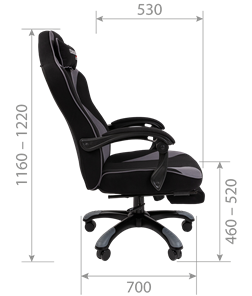 Кресло игровое CHAIRMAN GAME 35 с выдвижной подставкой для ног Ткань черная / Ткань оранжевая в Шахтах - предосмотр 6
