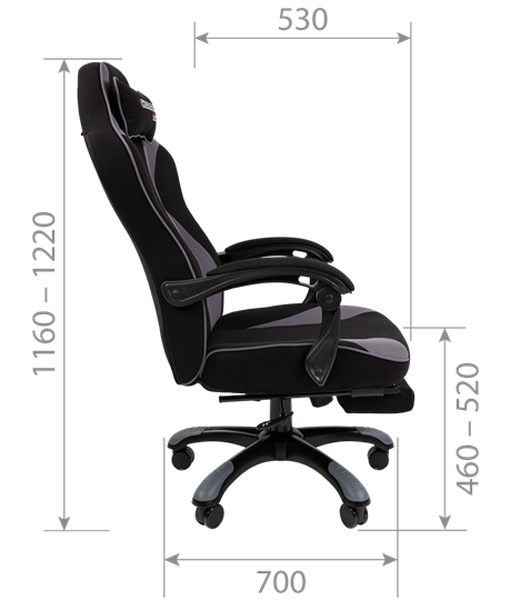 Кресло игровое CHAIRMAN GAME 35 с выдвижной подставкой для ног Ткань черная / Ткань оранжевая в Шахтах - изображение 6