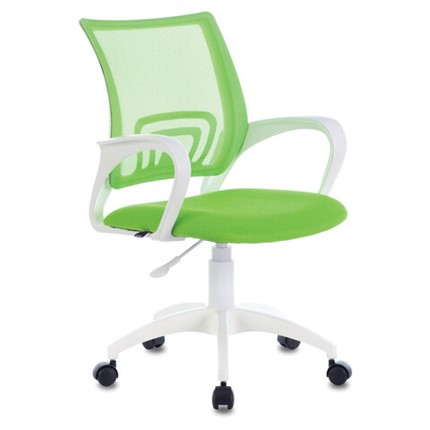 Офисное кресло Brabix Fly MG-396W (с подлокотниками, пластик белый, сетка, салатовое) 532403 в Шахтах - изображение