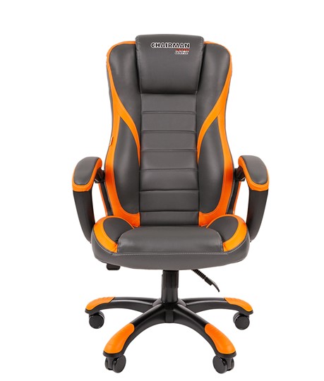 Кресло CHAIRMAN GAME 22 эко кожа, серый/оранжевый в Шахтах - изображение 3