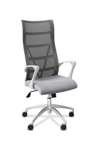 Офисное кресло для руководителя Топ X белый каркас, сетка/ткань TW / серая/ серая в Шахтах - предосмотр