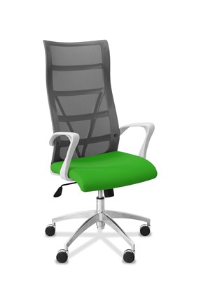 Офисное кресло Топ X белый каркас, сетка/ткань TW / серая/салатовая в Шахтах - изображение