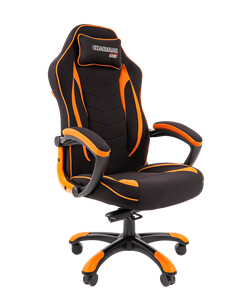 Кресло игровое CHAIRMAN GAME 28 Полиэстер комбинированная ткань оранжевый/черный в Батайске