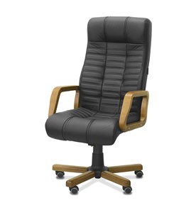 Офисное кресло Атлант W, экокожа премиум / черная CN1114/ дерево - орех в Шахтах - предосмотр 2