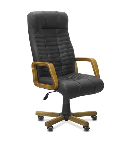Офисное кресло Атлант W, экокожа премиум / черная CN1114/ дерево - орех в Шахтах - изображение 9