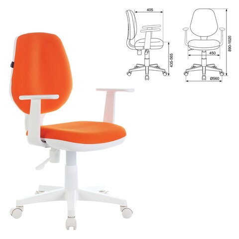 Офисное кресло Brabix Fancy MG-201W (с подлокотниками, пластик белый, оранжевое) 532410 в Ростове-на-Дону - изображение 3