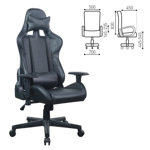 Кресло Brabix GT Carbon GM-115 (две подушки, экокожа, черное) 531932 в Шахтах - изображение 15