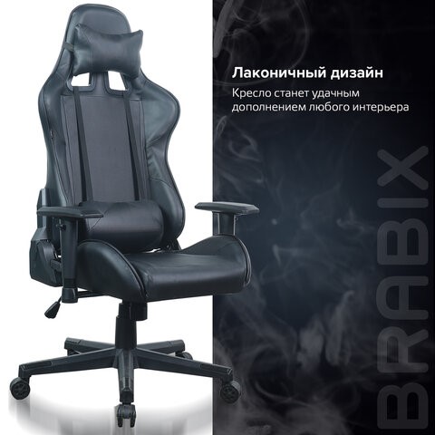 Кресло Brabix GT Carbon GM-115 (две подушки, экокожа, черное) 531932 в Шахтах - изображение 17