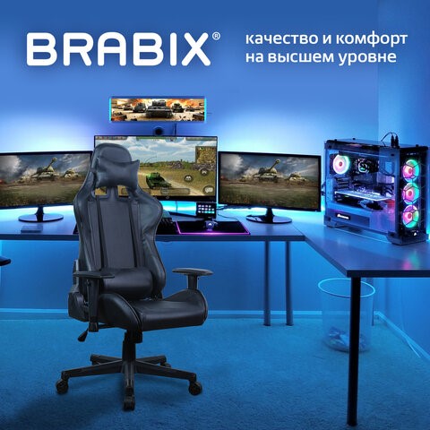 Кресло Brabix GT Carbon GM-115 (две подушки, экокожа, черное) 531932 в Шахтах - изображение 14